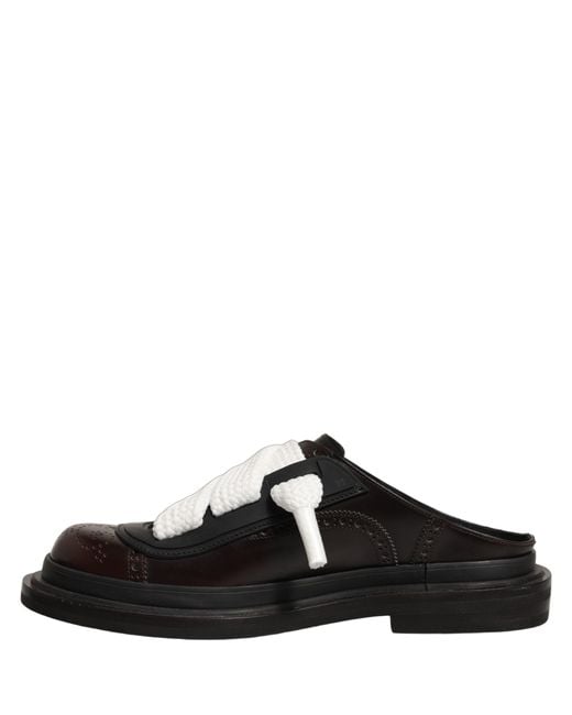 Dolce & Gabbana Black Brown Leather Slip On Flat Sandals Men Shoes for men