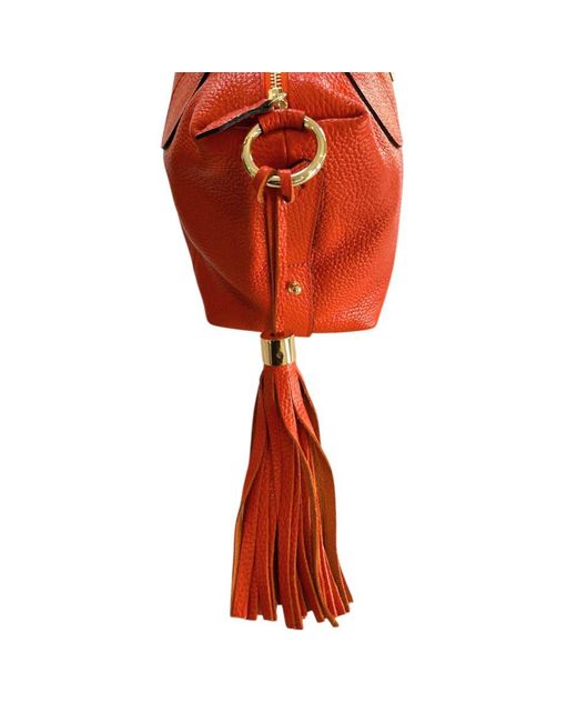 Baldinini Red Orange Leather Handbag