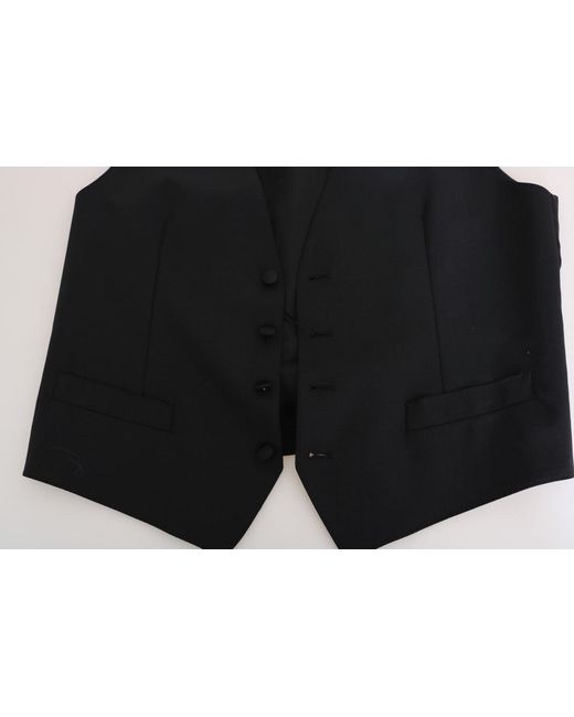 Dolce & Gabbana Dolce Gabbana Black Wool Silk Vest for men