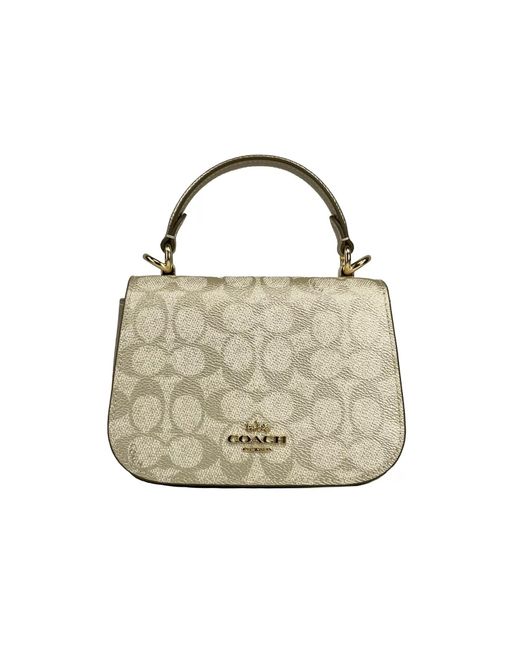 COACH Metallic Lysa Top Handle Bag Crossbody Champagne Gold