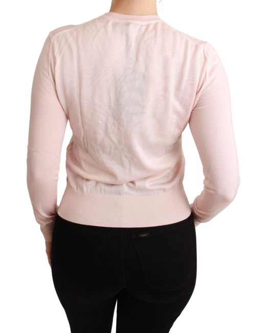 Dolce & Gabbana Pink Floral Silk Cashmere Pullover Sweater
