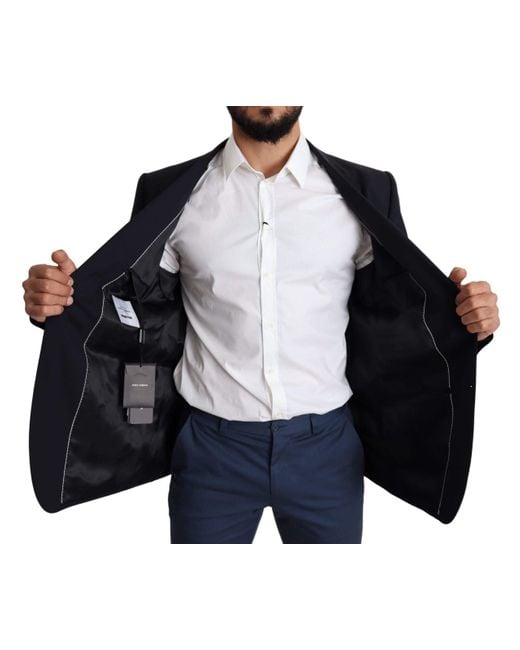 Dolce & Gabbana Blue Wool Stretch Coat Martini Blazer for men