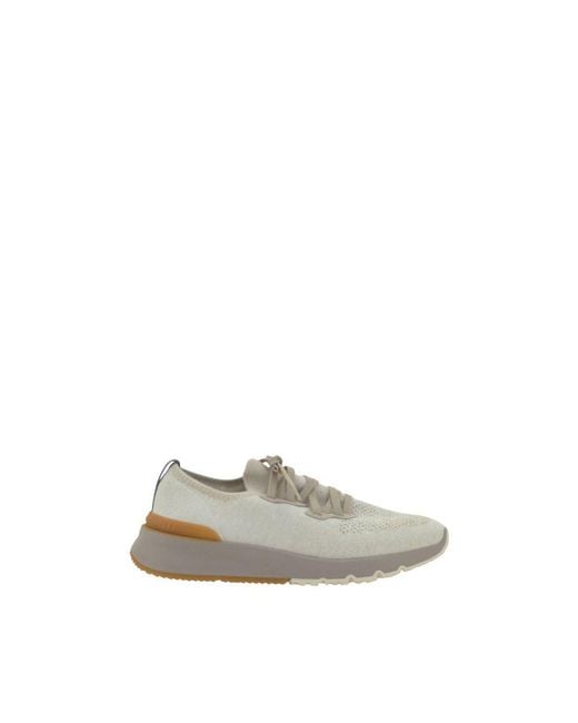 Brunello Cucinelli Natural White Cotton Athletic Sneakers for men