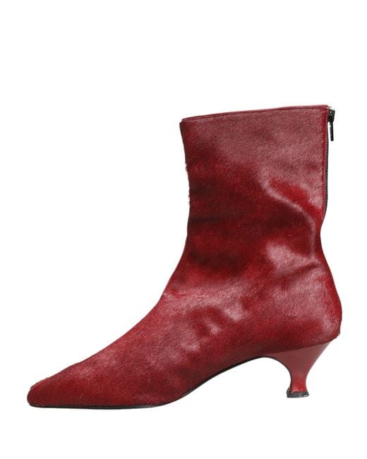 Dolce & Gabbana Red Burgundy Mid Calf Boots Shoes