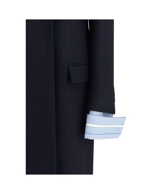 Prada Blue Wool Oves Aries Coat
