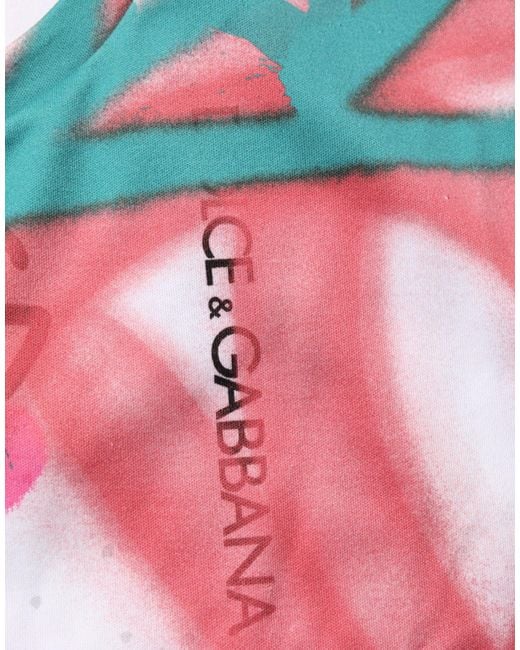 Dolce & Gabbana Red Graffiti Crew Neck Short Sleeves T-Shirt Cotton for men
