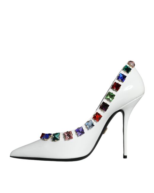 Dolce & Gabbana Metallic Crystals Leather High Heels Pumps Shoes