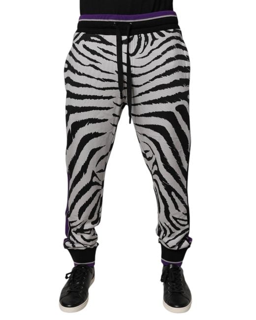 Dolce & Gabbana Black White Zebra Men Jogger Sweatpants Pants for men