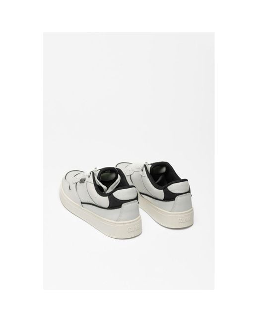 Colmar Black And White Leather Low Top Sneakers for men