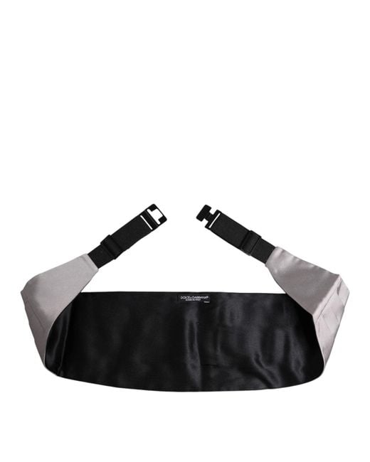 Dolce & Gabbana Brown Gray Men 100% Silk Belt Wide Waist Cummerbund for men
