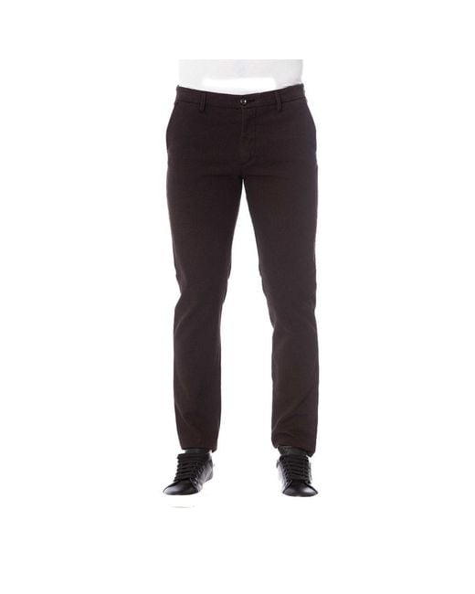 Trussardi Black Brown Cotton Men Trouser for men