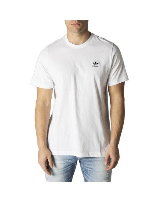 adidas Cotton Round Neck Short Sleeve Slip On Plain T-shirt in White for  Men - Lyst