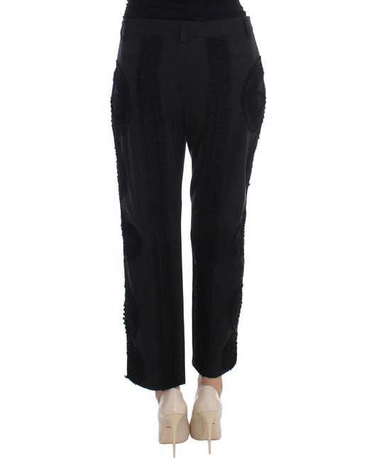 Dolce & Gabbana Black Cotton Stretch Torero Capris Pants