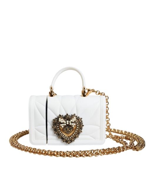 Dolce & Gabbana White Silicone Devotion Heart Cover Hand Bag Airpod Case