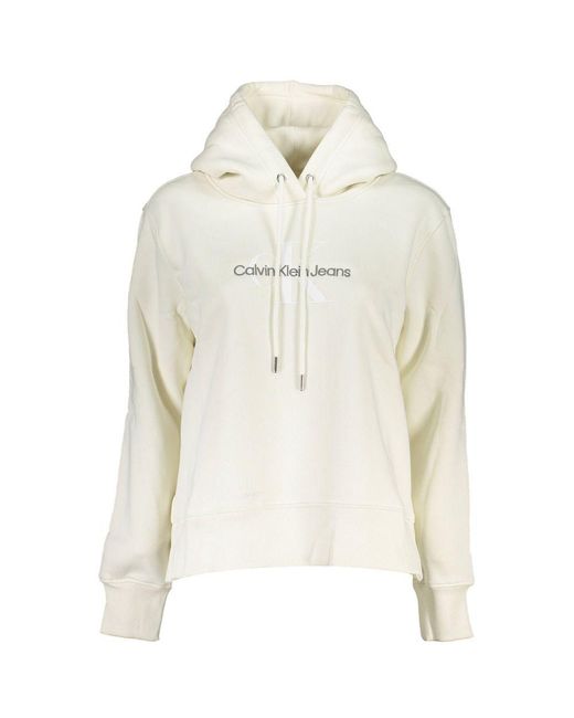Calvin Klein White Elegant Fleece Hooded Sweatshirt