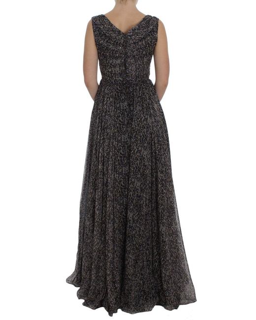 Dolce & Gabbana Black Dark Silk Shift Gown Full Length Dress