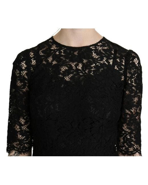 Dolce & Gabbana Black Elegant Lace Sheath Knee-Length Dress