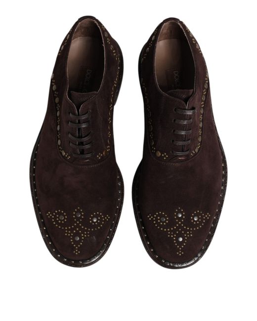 Dolce & Gabbana Brown Velvet Lace Up Oxford Dress Shoes for men