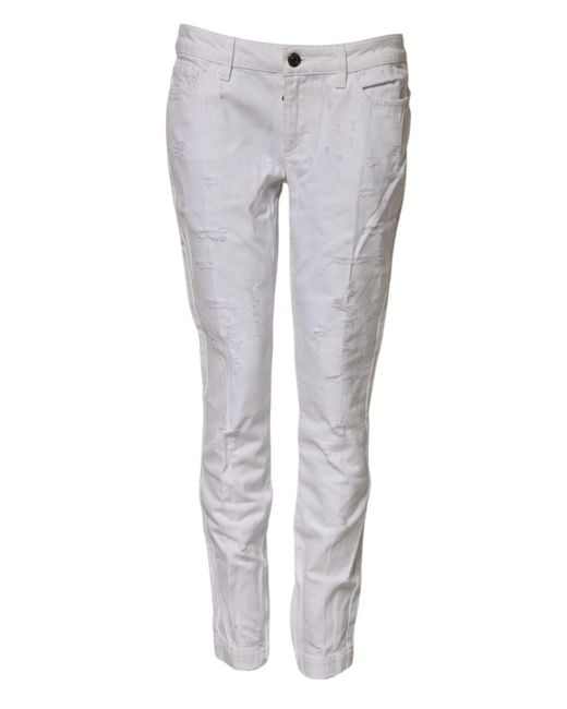 Dolce & Gabbana Gray Distressed Slim Jeans