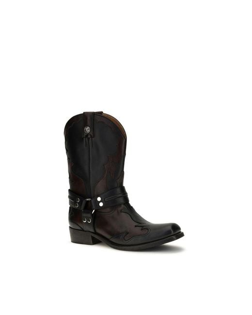 Versace Black Calf Leather Bos Taurus Boots for men