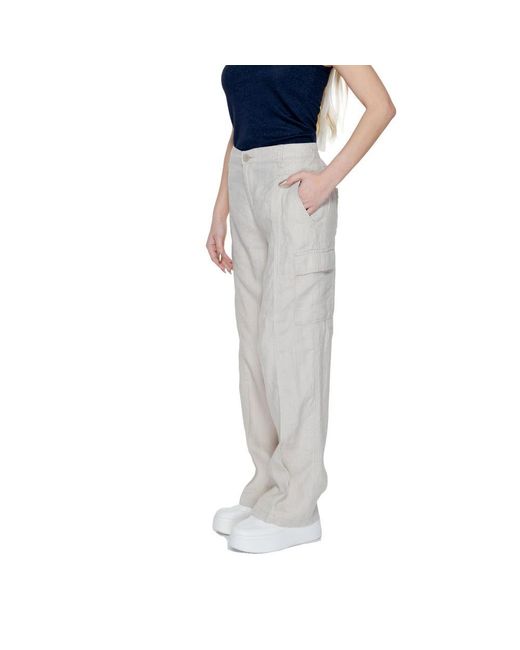 Street One Multicolor Beige Linen Jeans & Pant