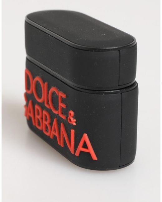 Dolce & Gabbana Black Rubber Logo Embossed Accessory Airpods Case