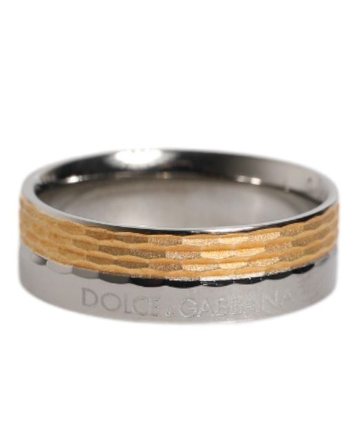 Dolce & Gabbana Gray Gold Silver Tone Real Brass Dg Logo Ring for men