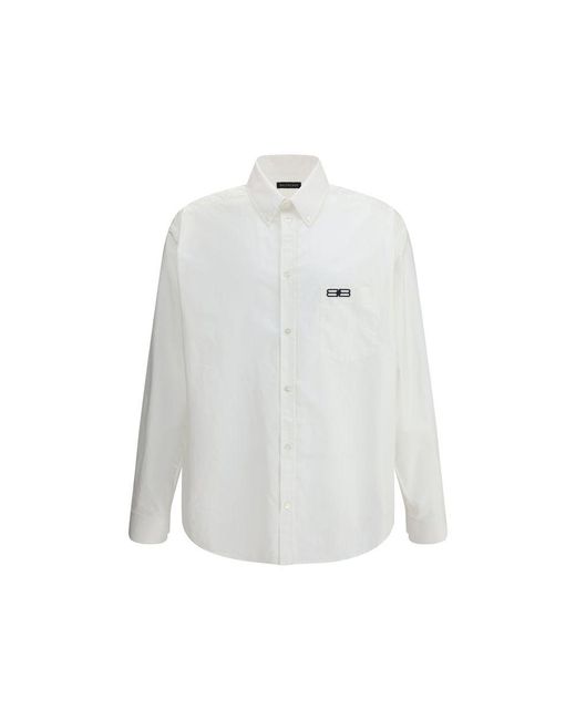 Balenciaga White Oversized Cotton Shirt for men