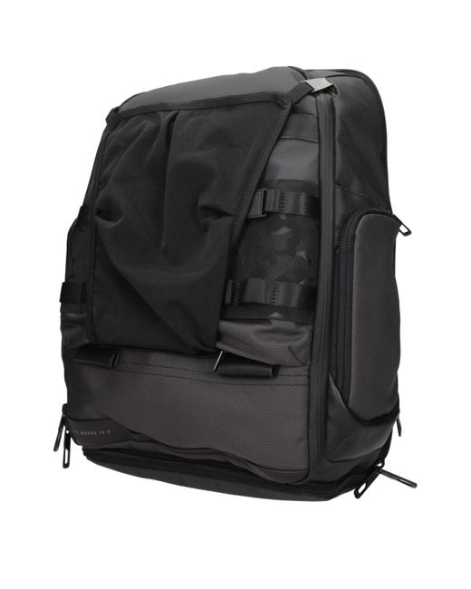 Piquadro Black Gray Fabric Backpacks for men