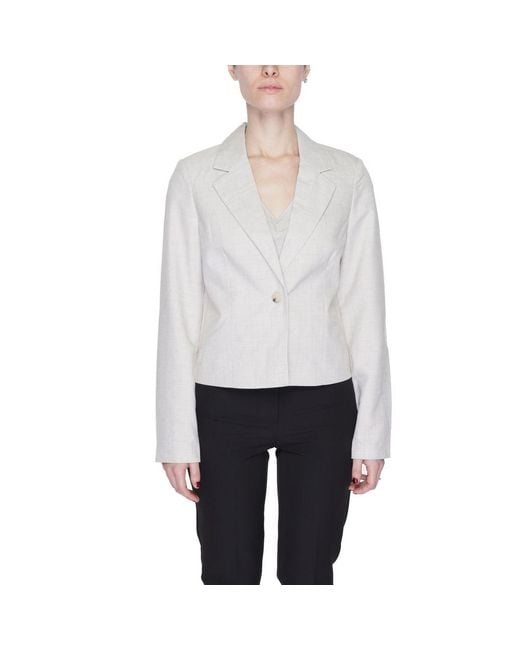 Vero Moda White Gray Polyester Blazer