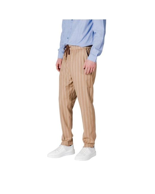 Gianni Lupo Blue Beige Polyester Pants for men