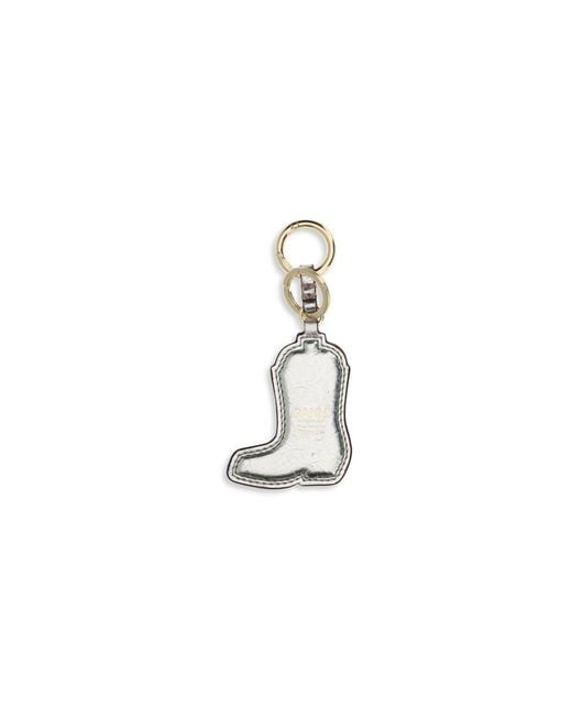Ganni White Silver Polyethylene Keychain