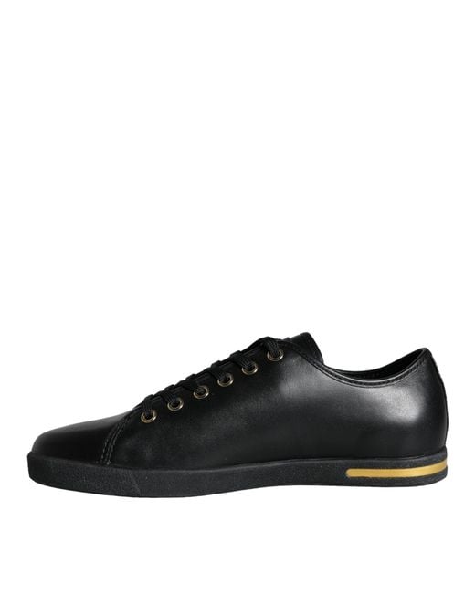 Dolce & Gabbana Black Leather Classic Sneakers Shoes