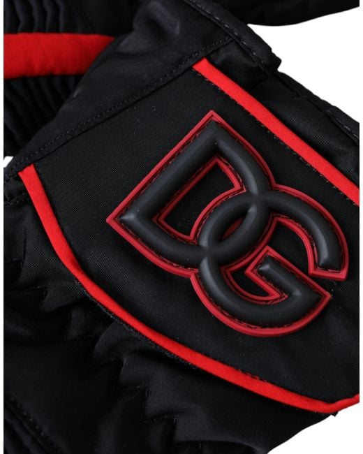 Dolce & Gabbana Black Nylon Wrist Length Gloves for men