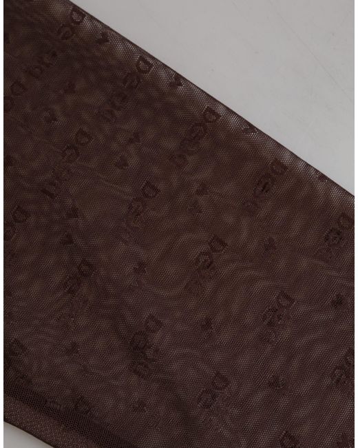 Dolce & Gabbana Brown Mesh Logo Leggings