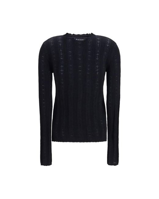 Marni Blue Black Wool Oves Aries Cardigan