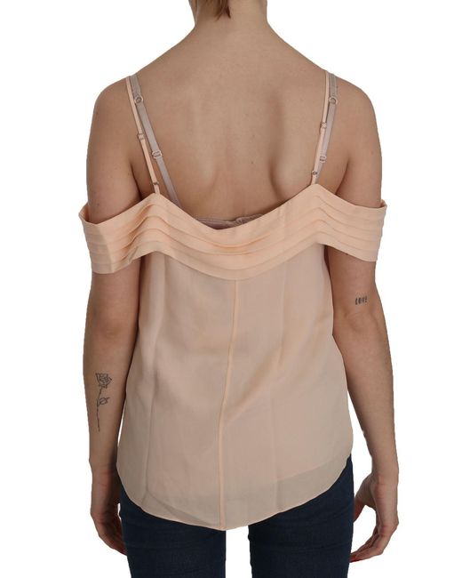 Alexander Wang Blue Orange Off Shoulder Strap Square Neck Top Blouse