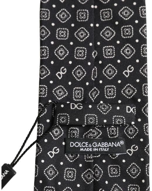 Dolce & Gabbana Men Black Dg Logo 100% Silk Adjustable Tied Necktie Tie for men