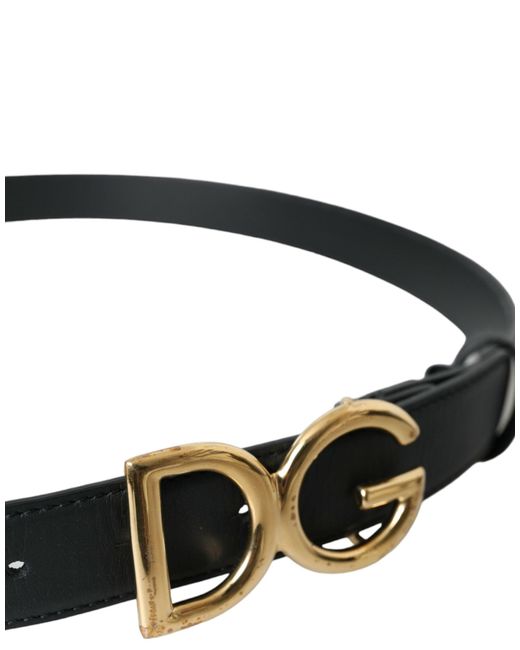 Dolce & Gabbana Black Leather Dg Logo Waist Buckle Belt