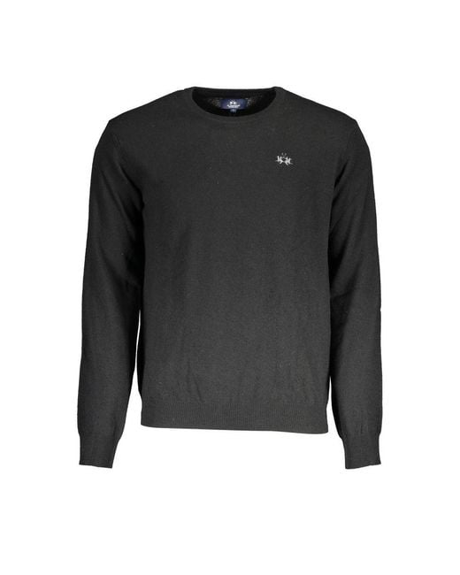 La Martina Gray Black Wool Men's Sweater for men