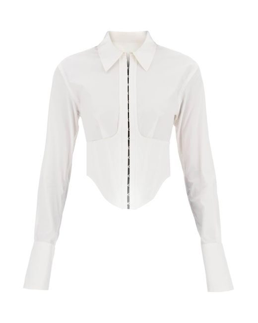 Dion Lee White Cropped Shirt With Underbust Corset