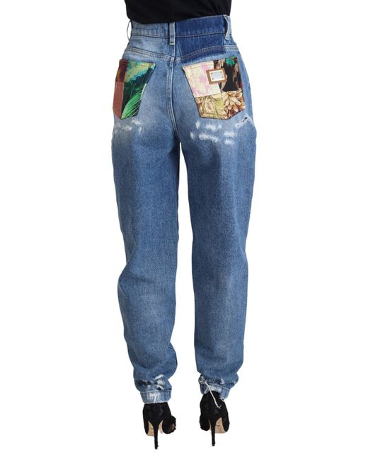 Dolce & Gabbana Blue Chic Tattered Denim Pant