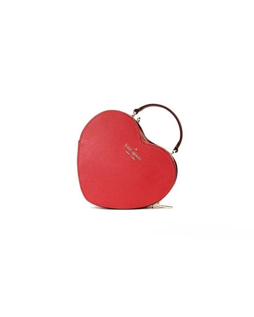 Kate Spade Love Shack Candied Cherry Saffiano Top Handle Heart Crossbody Handbag Red