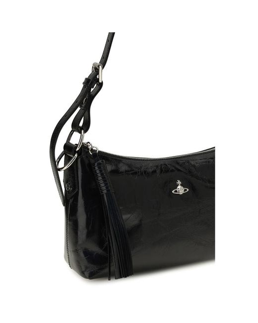 Vivienne Westwood Black Calf Leather Bos Taurus Shoulder Bag