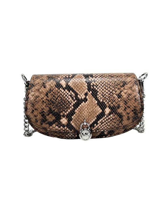 Michael Kors Metallic Mila Small Snakeskin Messenger Crossbody Bag