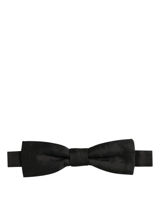 Dolce & Gabbana Men Black 100% Silk Adjustable Neck Papillon Bow Tie for men