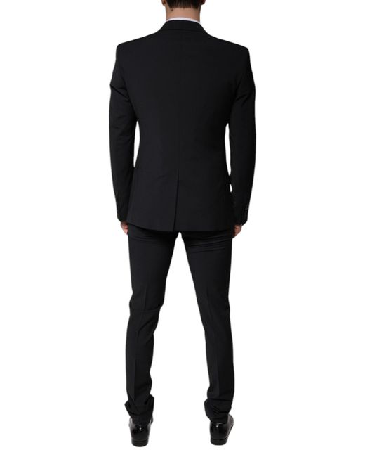 Dolce & Gabbana Black Wool 3 Piece Slim Fit Formal Suit for men
