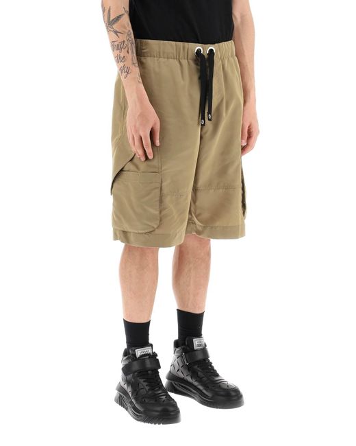 Versace Green Oversized Nylon Cargo Shorts for men