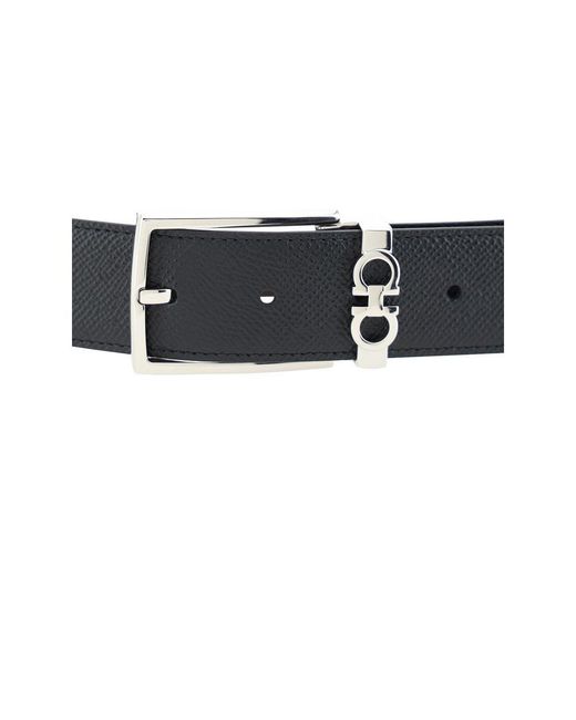 Ferragamo Black Calf Leather Bos Taurus Belt for men