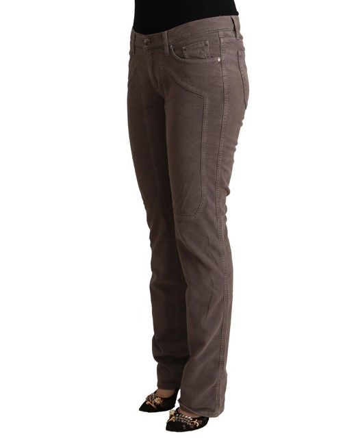 Jeckerson Gray Brown Cotton Low Waist Iconic Patches Leg Denim Jeans